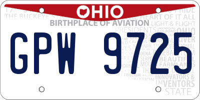 OH license plate GPW9725