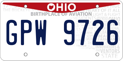 OH license plate GPW9726