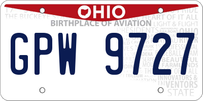 OH license plate GPW9727