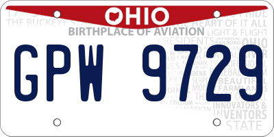 OH license plate GPW9729