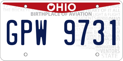 OH license plate GPW9731