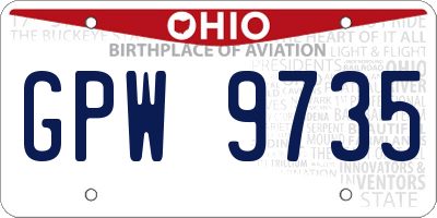 OH license plate GPW9735