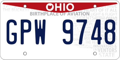OH license plate GPW9748
