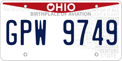 OH license plate GPW9749
