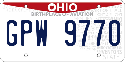OH license plate GPW9770