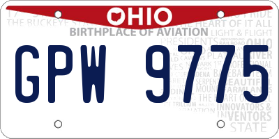 OH license plate GPW9775