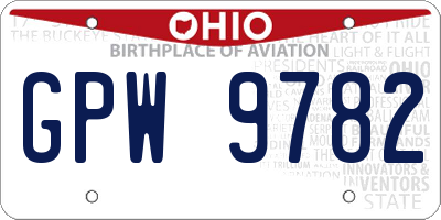 OH license plate GPW9782