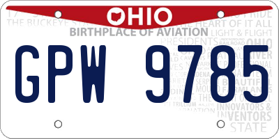 OH license plate GPW9785