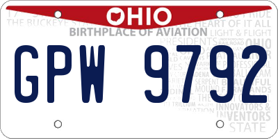 OH license plate GPW9792