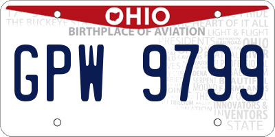 OH license plate GPW9799