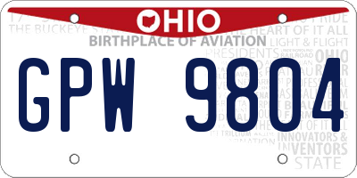 OH license plate GPW9804