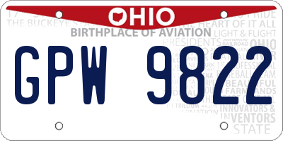 OH license plate GPW9822