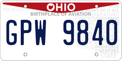 OH license plate GPW9840
