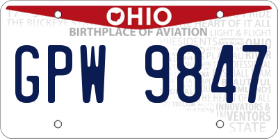 OH license plate GPW9847