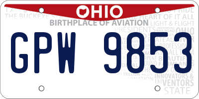 OH license plate GPW9853