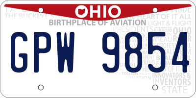 OH license plate GPW9854