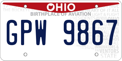 OH license plate GPW9867