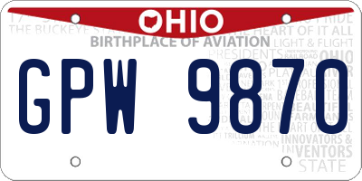 OH license plate GPW9870