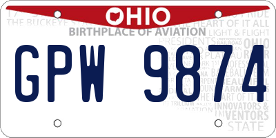 OH license plate GPW9874