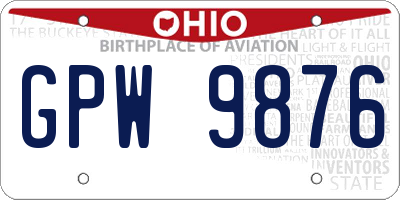 OH license plate GPW9876