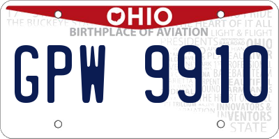 OH license plate GPW9910