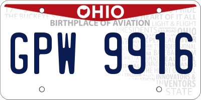 OH license plate GPW9916