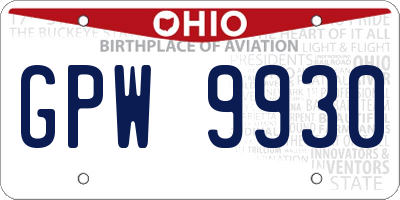 OH license plate GPW9930