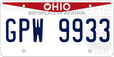 OH license plate GPW9933