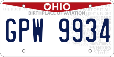 OH license plate GPW9934