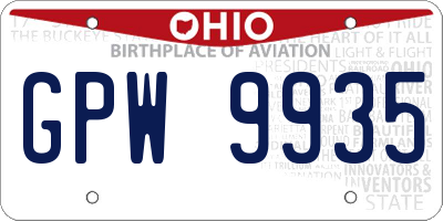OH license plate GPW9935
