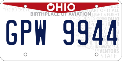 OH license plate GPW9944