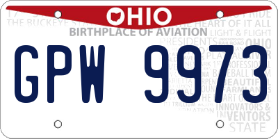 OH license plate GPW9973