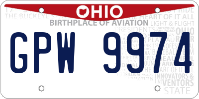 OH license plate GPW9974