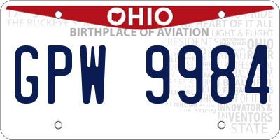 OH license plate GPW9984