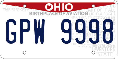 OH license plate GPW9998