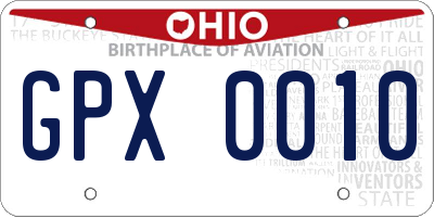 OH license plate GPX0010