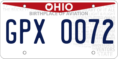 OH license plate GPX0072