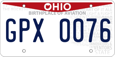 OH license plate GPX0076