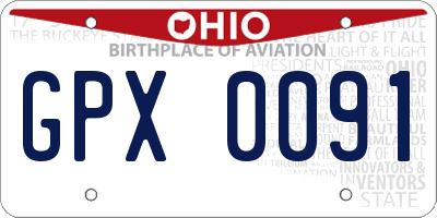 OH license plate GPX0091