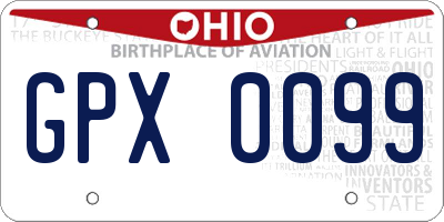 OH license plate GPX0099