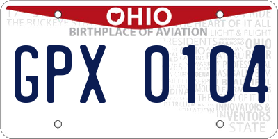 OH license plate GPX0104