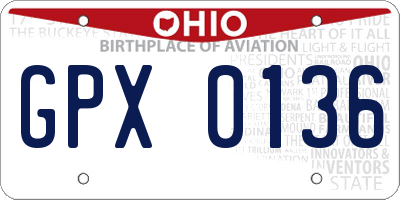 OH license plate GPX0136