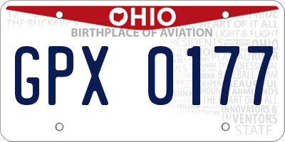 OH license plate GPX0177