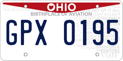 OH license plate GPX0195