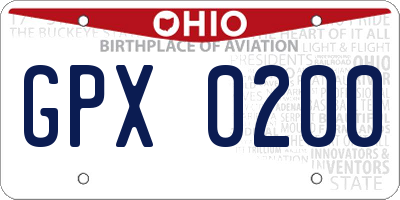 OH license plate GPX0200