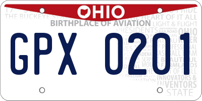 OH license plate GPX0201
