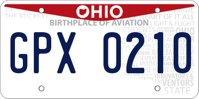 OH license plate GPX0210