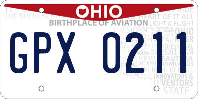 OH license plate GPX0211