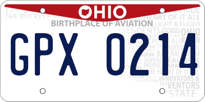 OH license plate GPX0214