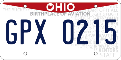 OH license plate GPX0215